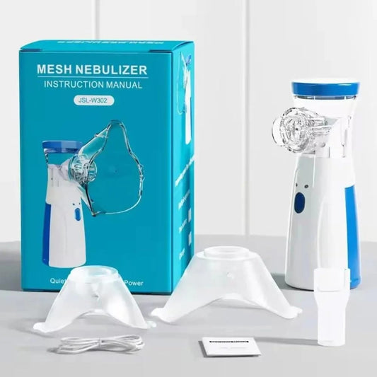 Portable Mesh Nebulizer Machine - with Masks & Mini Inhaler for Kids & Adults