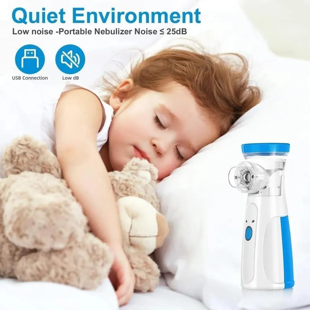 Portable Mesh Nebulizer Machine - with Masks & Mini Inhaler for Kids & Adults