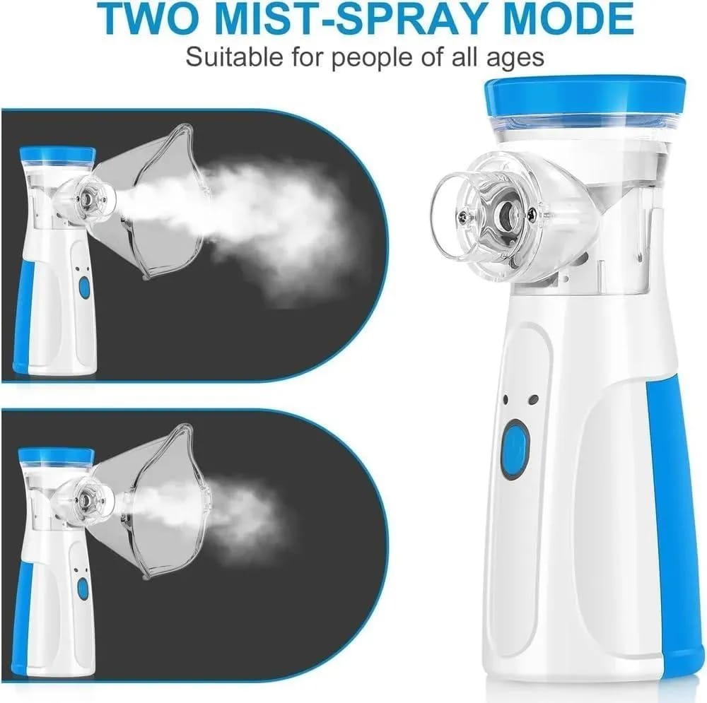 Portable Mesh Nebulizer Machine - with Masks & Mini Inhaler for Kids & Adults