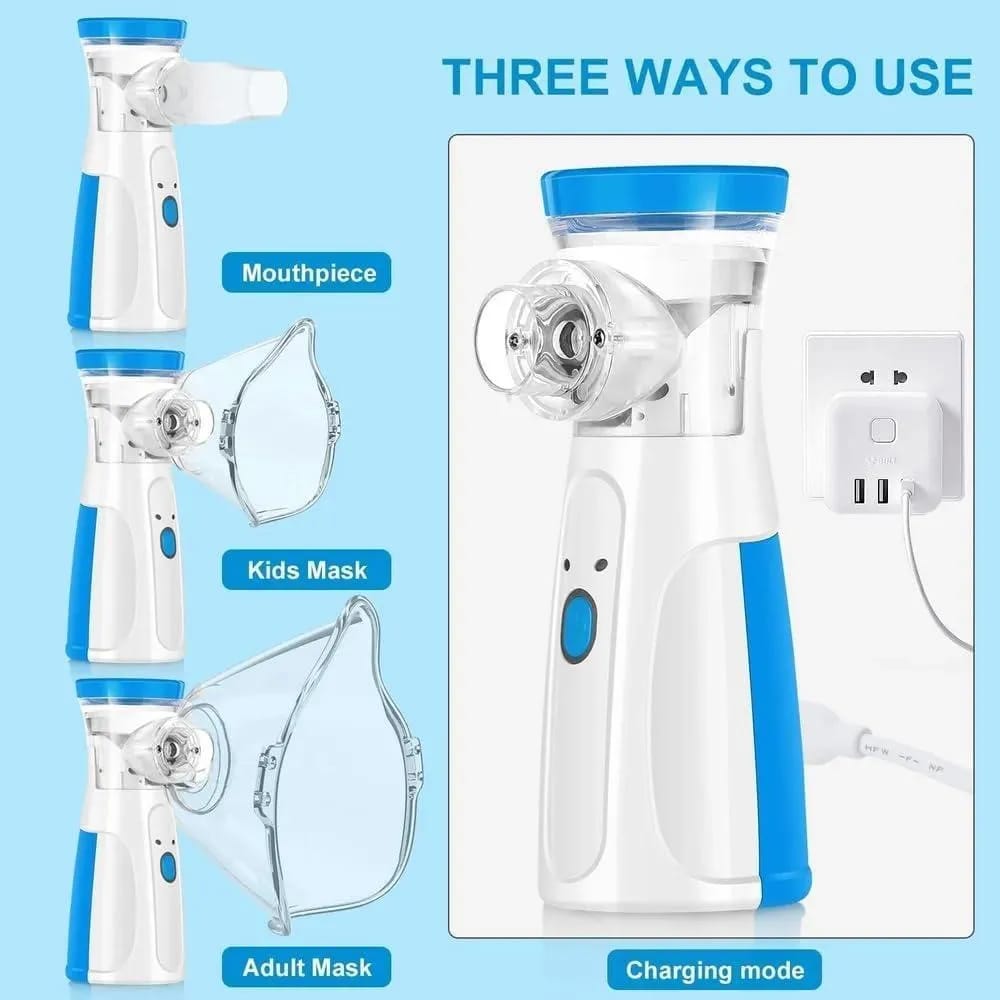 Portable Mesh Nebulizer Machine - with Masks & Mini Inhaler for Kids & Adults